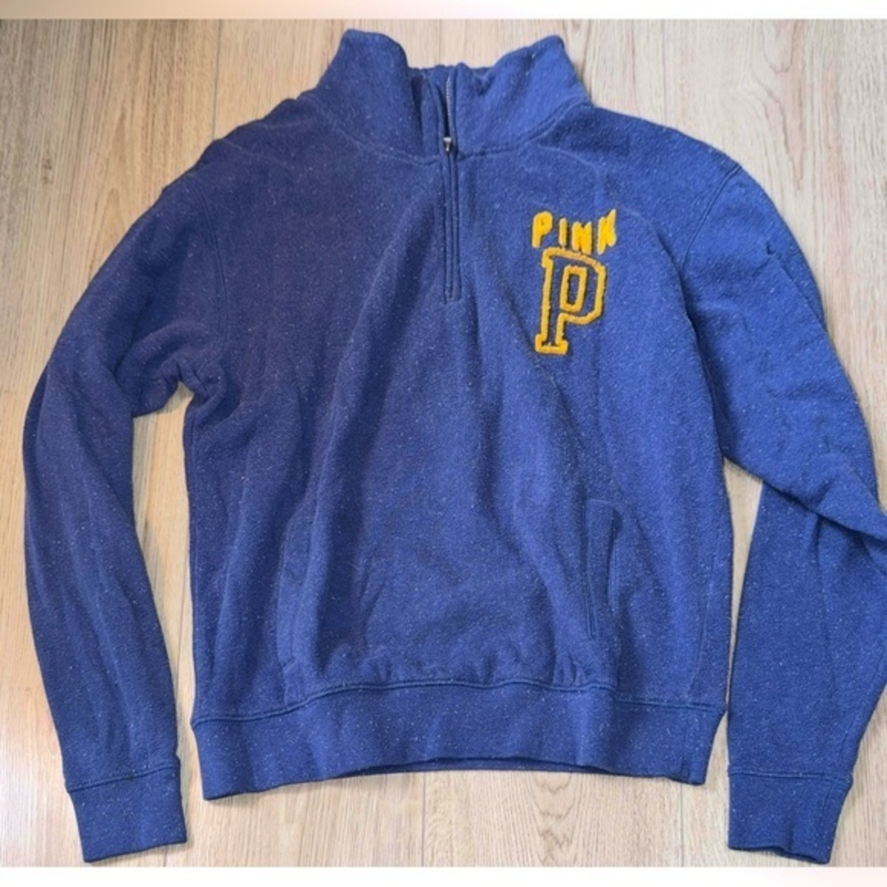 Victoria’s Secret pink Blue Quarter-Zip Sweatshirt with Yellow sweater